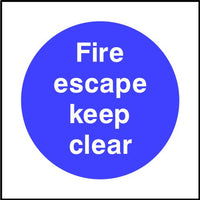Fire escape keep clear safety sign
