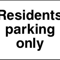 Residents Parking only sign