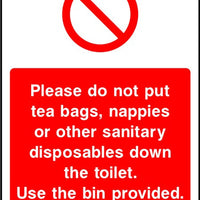 Use bins provided bathroom sign