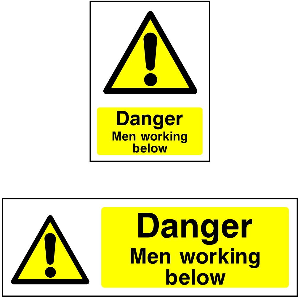 Danger Men Working Below sign | SK Signs & Labels | SK Signs & Labels Ltd