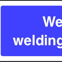 Wear welding mask safety sign