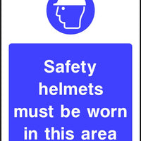 Safety helmets must be worn in this area safety sign