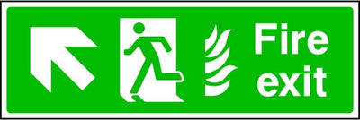 Fire Exit Running Man and Arrow Up Left Sign
