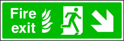 Fire Exit Running Man and Arrow Down Right Sign