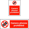 Camera phones prohibited safety sign