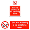 You are entering a no smoking zone safety sign