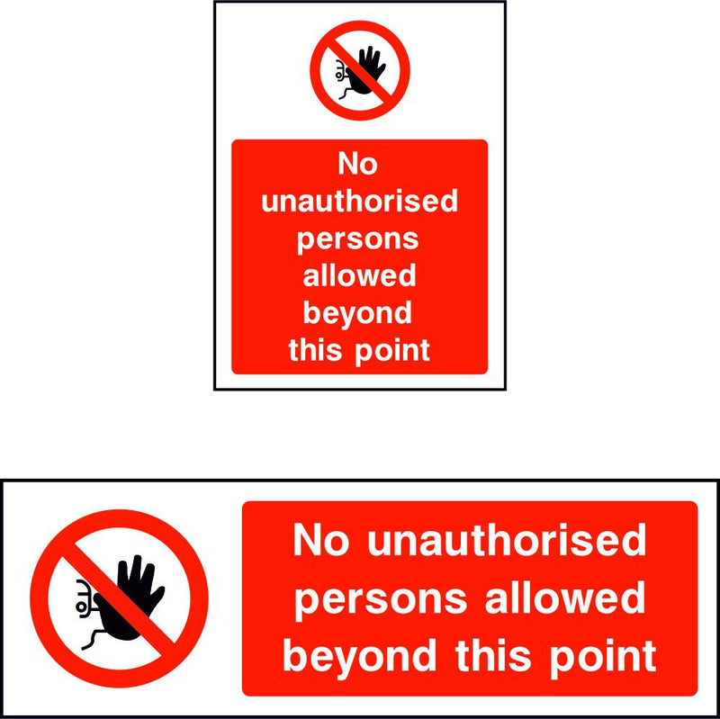 NO UNAUTHORISED PERSONS Beyond This Point Plastic Sign OR Sticker (PAR23) £3.49 - UK