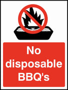 No disposable BBQ's sign