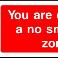 You are entering a no smoking zone safety sign
