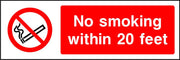 No smoking with 20 feet sign
