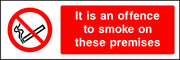 It is an offence to smoke on these premises sign