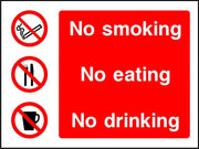 No smoking No Eating No Drinking sign