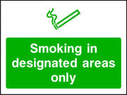 Smoking in designated areas only sign