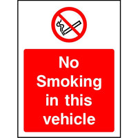 No smoking in this vehicle safety sign