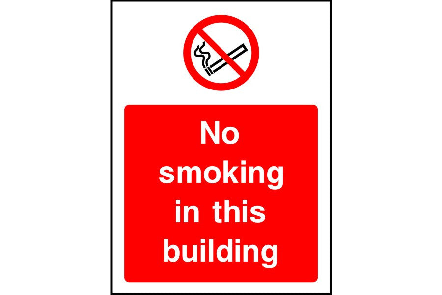 No smoking in this building safety sign