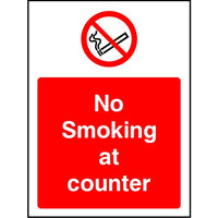 No smoking at counter safety sign
