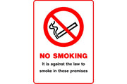 No Smoking It is against the law to smoke in these premises sign