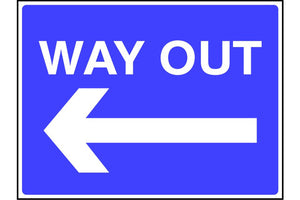 Way Out arrow left sign