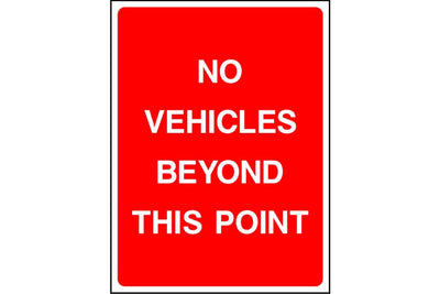 No Vehicles Beyond This Point parking sign
