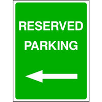 Reserved Parking arrow left sign