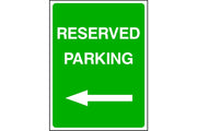 Reserved Parking arrow left sign