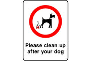 Please clean up after your dog sign