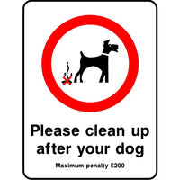Please clean up after your dog penalty sign