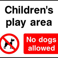 Children's Play Area No dogs allowed sign