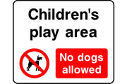 Children's Play Area No dogs allowed sign