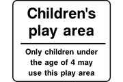 Children's play area with age restriction sign
