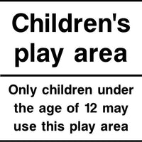 Children's play area with age restriction sign