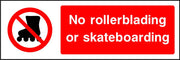 No rollerblading or skateboarding sign