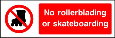 No rollerblading or skateboarding sign