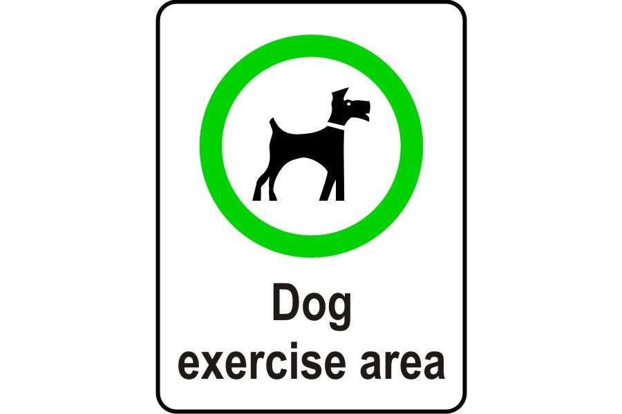 Dog excercise area sign