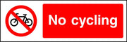 No cycling park safety sign