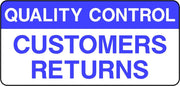 Quality Control Customers Returns Labels