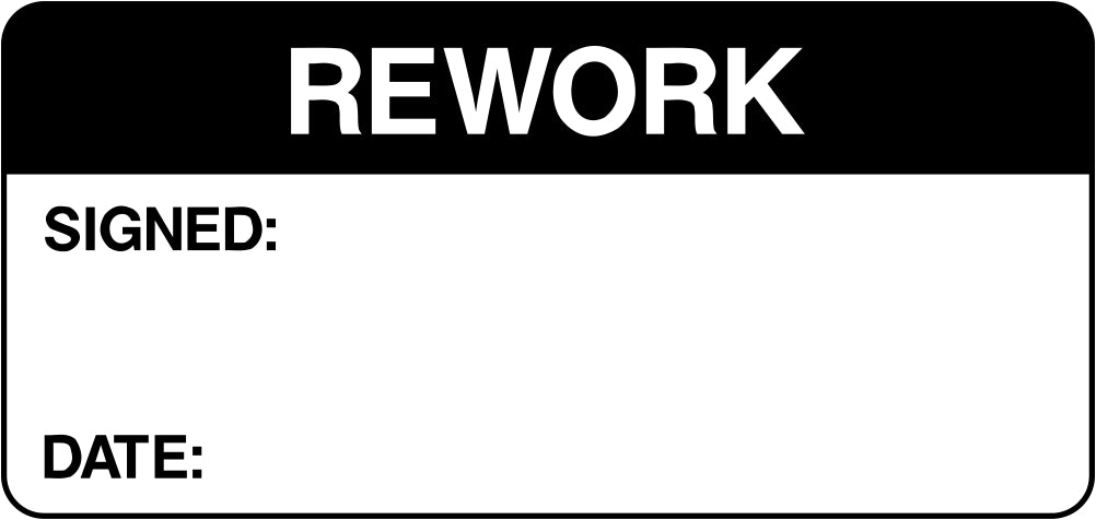 Rework Labels 75mm x 50mm / 500 / White Gloss | SK Signs & Labels
