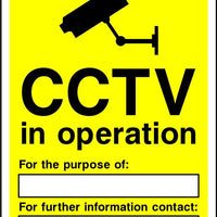 CCTV in operation with contact details sign