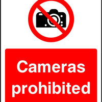 Cameras prohibited security sign