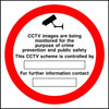 CCTV images recorded for crime prevention sign