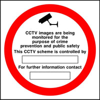 CCTV images recorded for crime prevention sign