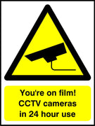 You're on film! CCTV cameras in 24 hour use sign
