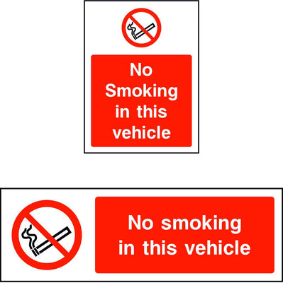 No smoking in this vehicle safety sign