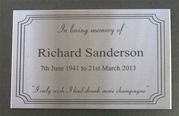 Sterling silver store engraved plaque