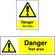 Danger Test Area safety sign