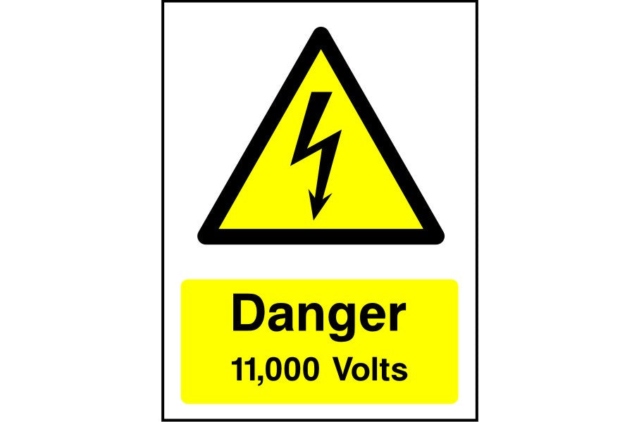 Danger 11,000 Volts safety sign
