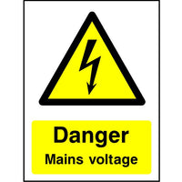 Danger Mains Voltage safety sign