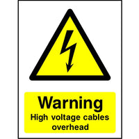 Warning High Voltage Cables Overhead safety sign