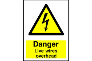 Danger Live Wires Overhead safety sign