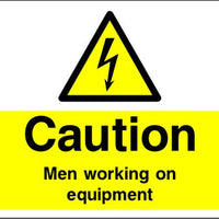 Caution Men Working on Equipment safety sign
